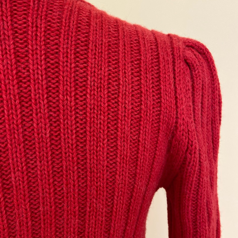 Gucci Chunky Alpaca Wool Blend Red Cardigan Cable Knit Sweater Made in Italy - Picture 11 of 16